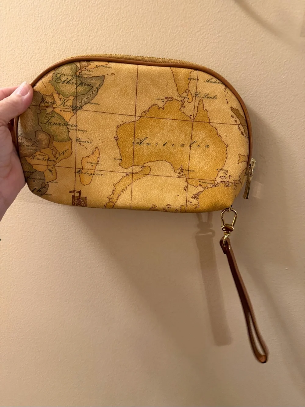 Alviero Martini NWOT Map-Print Wristlet with Dustbag